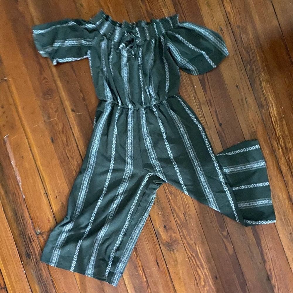 Vintage Bailey Blue Off-The-Shoulder Jumpsuit - Small